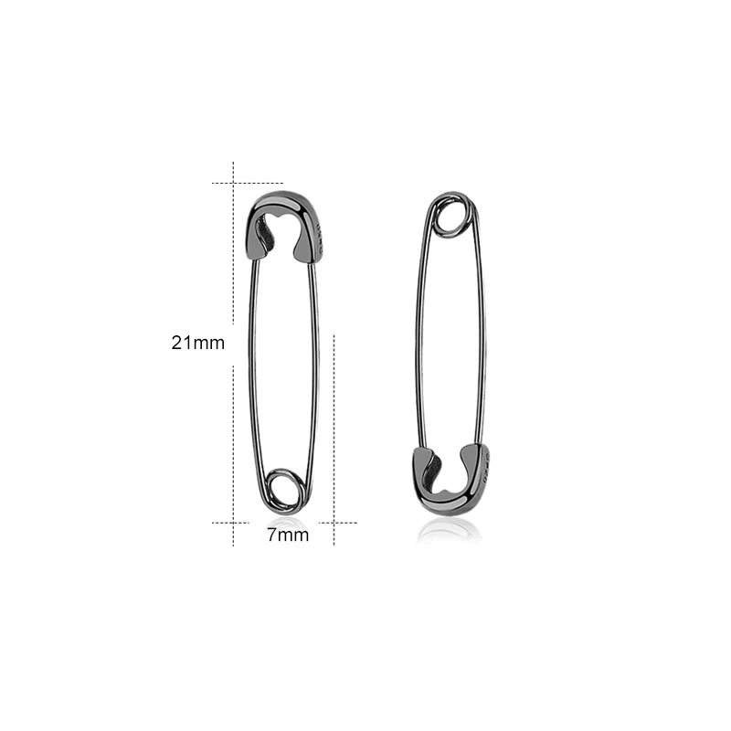 Серьги-гвоздики ZS в стиле панк длинные серебряные сережки с булавкой из