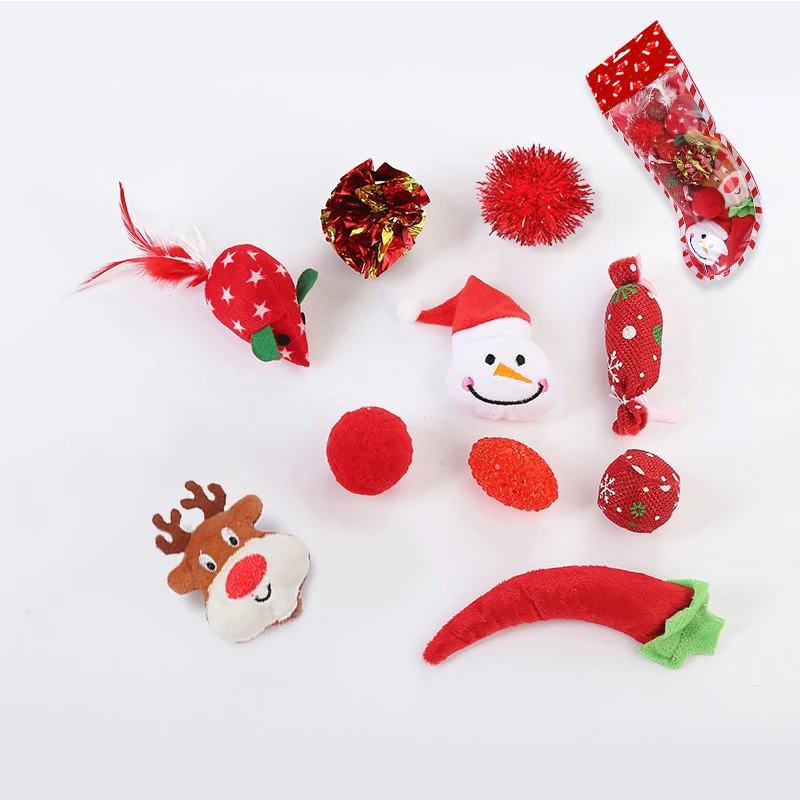 Рождественские носки игрушки для кошек набор из нескольких комбинаций игрушек
