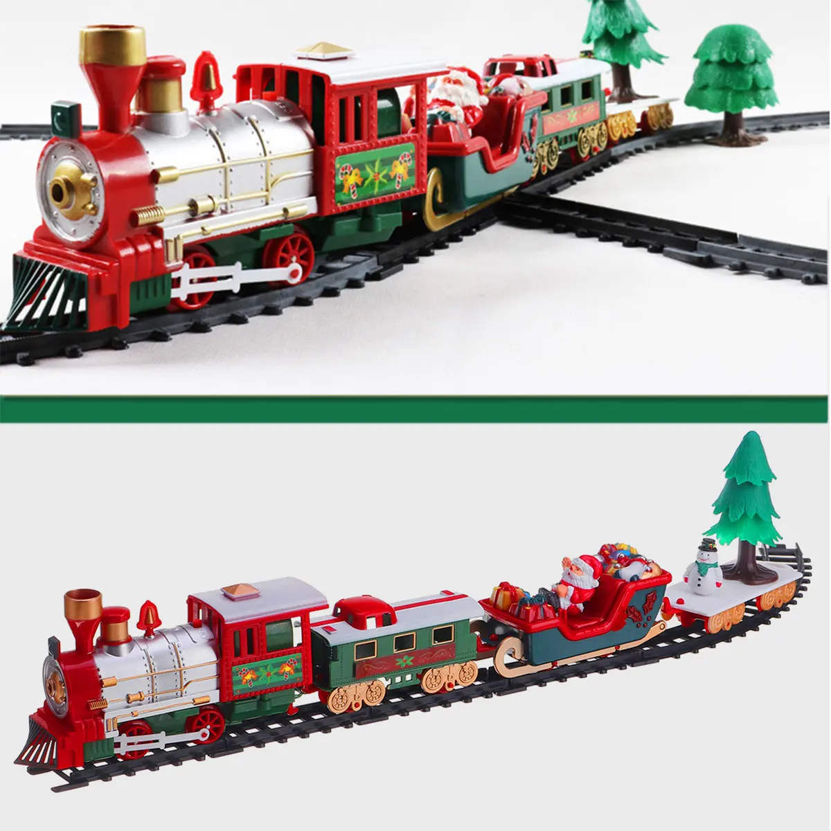 Tren El&eacute;ctrico de juguete para Navidad, coches de pista de carreras con m&uacute;sica, decoraci&oacute;n de &aacute;rbol de Navidad de Santa Claus, modelo de tren-2