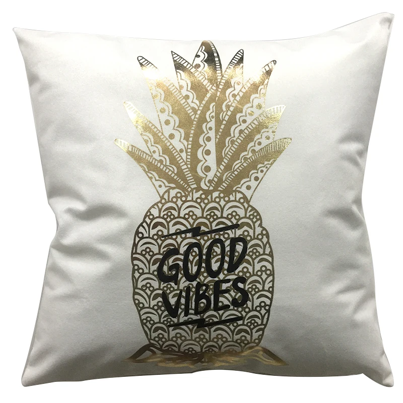 PEIYUAN Brnzing Cushion Cover Luxury Pillow Case Print Gold Heart Leaves Coral Pineapple Sofa Chair Seat Pillowcase Home Decor | Дом и сад