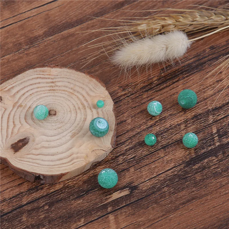 

4/6/8/10mm Natural Stone Matte Onyx Beads For Jewelry Making Diy Craft Frost Cracked Green Agates Beads Diy Bracelet Necklace