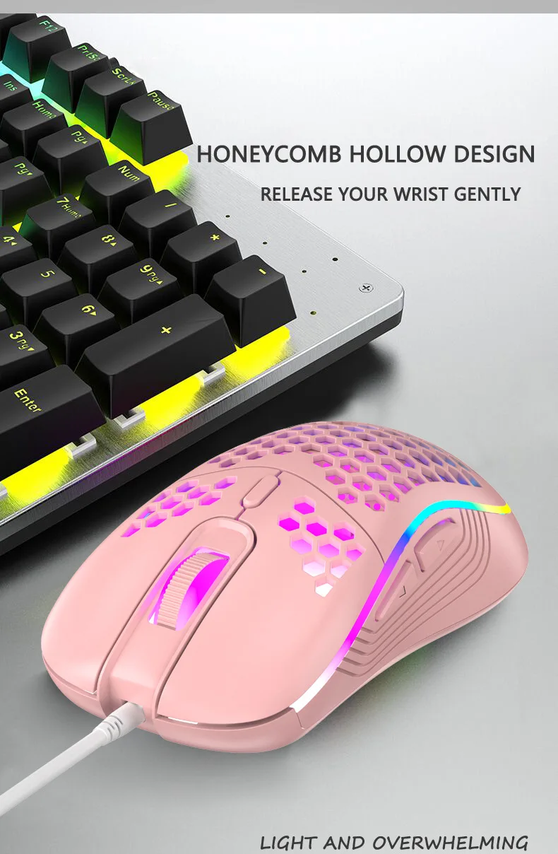 Lightweight RGB Gaming Mouse 7200DPI Honeycomb Shell Ergonomic Mice with Ultra Weave Cable For Computer Gamer PC Desktop | Компьютеры и