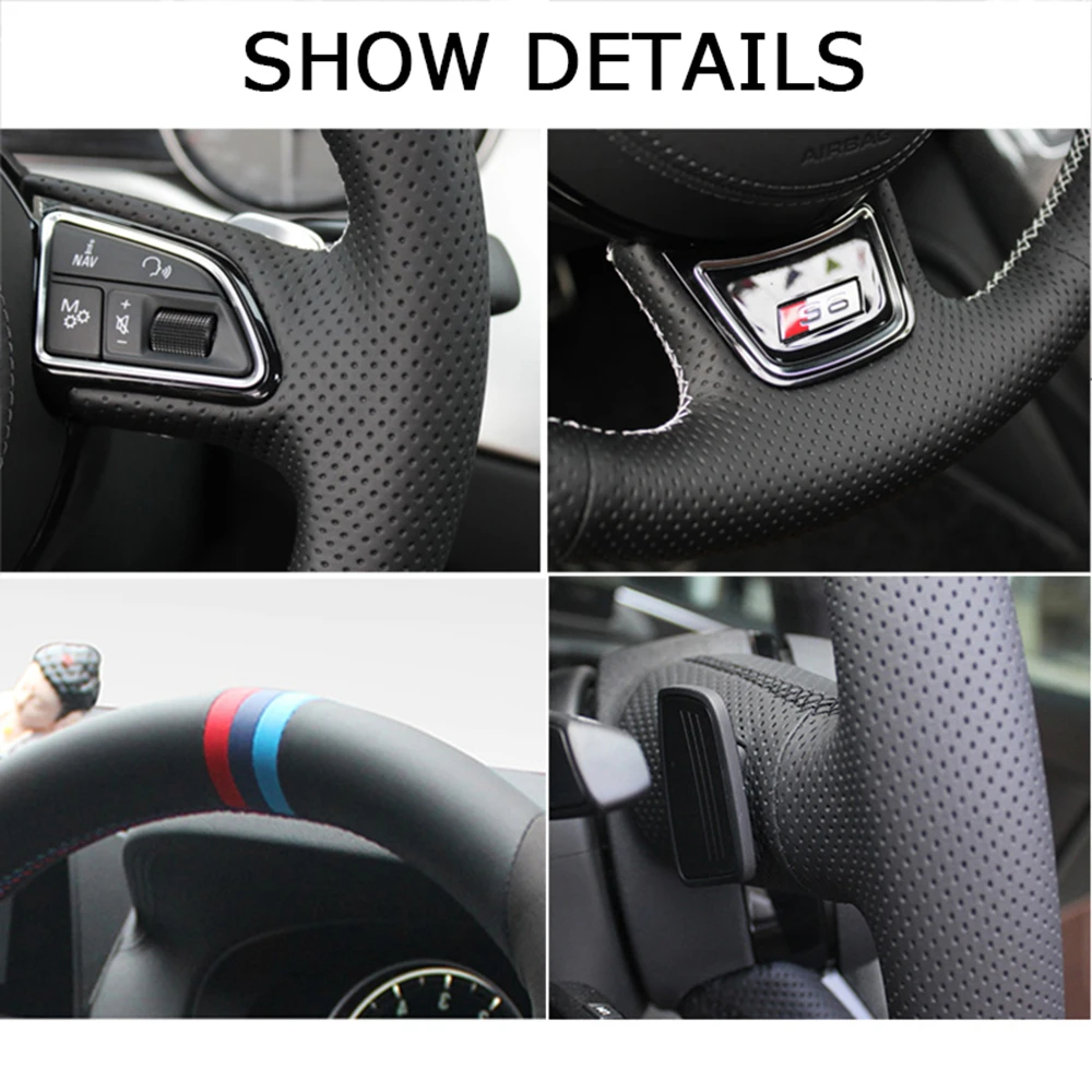 Чехол рулевого колеса автомобиля для Lada Vesta 2017 2016 2015 сделай сам Черная мягкая