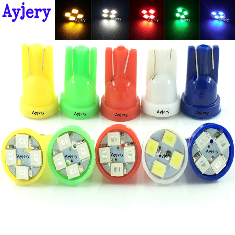 

AYJERY 1 pcs DC 12V/24V 4 smd T10 194 W5w 4 LED SMD 3528 1210 Car LED Lights Lamp dome lamp White Reading Lights