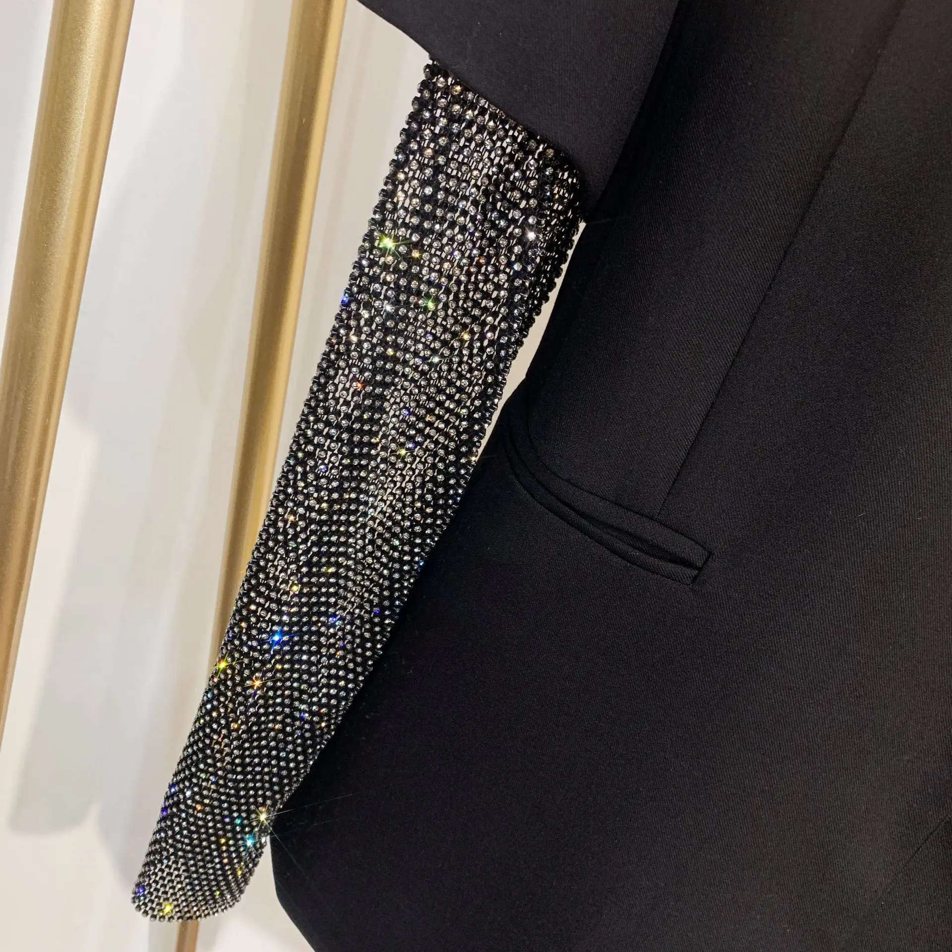 Однотонный блейзер для осени женское длинное элегантное пальто в стиле пэчворк с