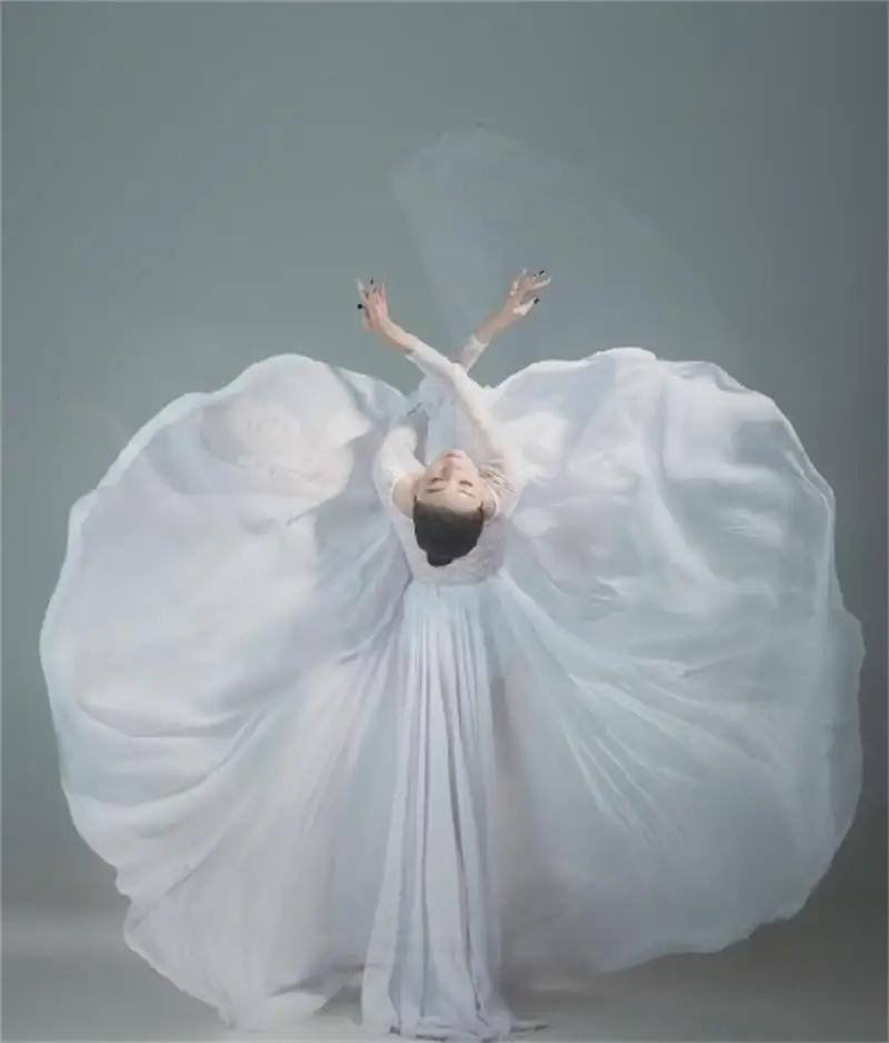 Юбка испанского фламенко для женщин и девушек шифоновая танцевальная Цыганская