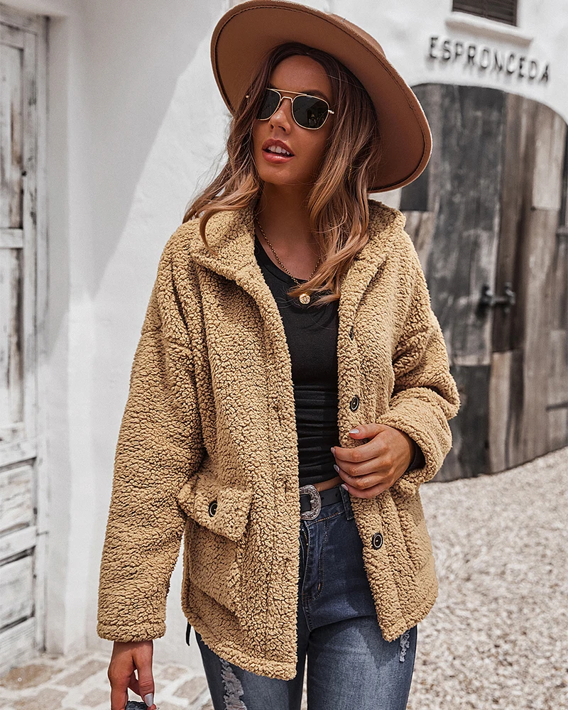 EVERAFTER однотонное плюшевое пальто для женщин из искусственного меха с длинным