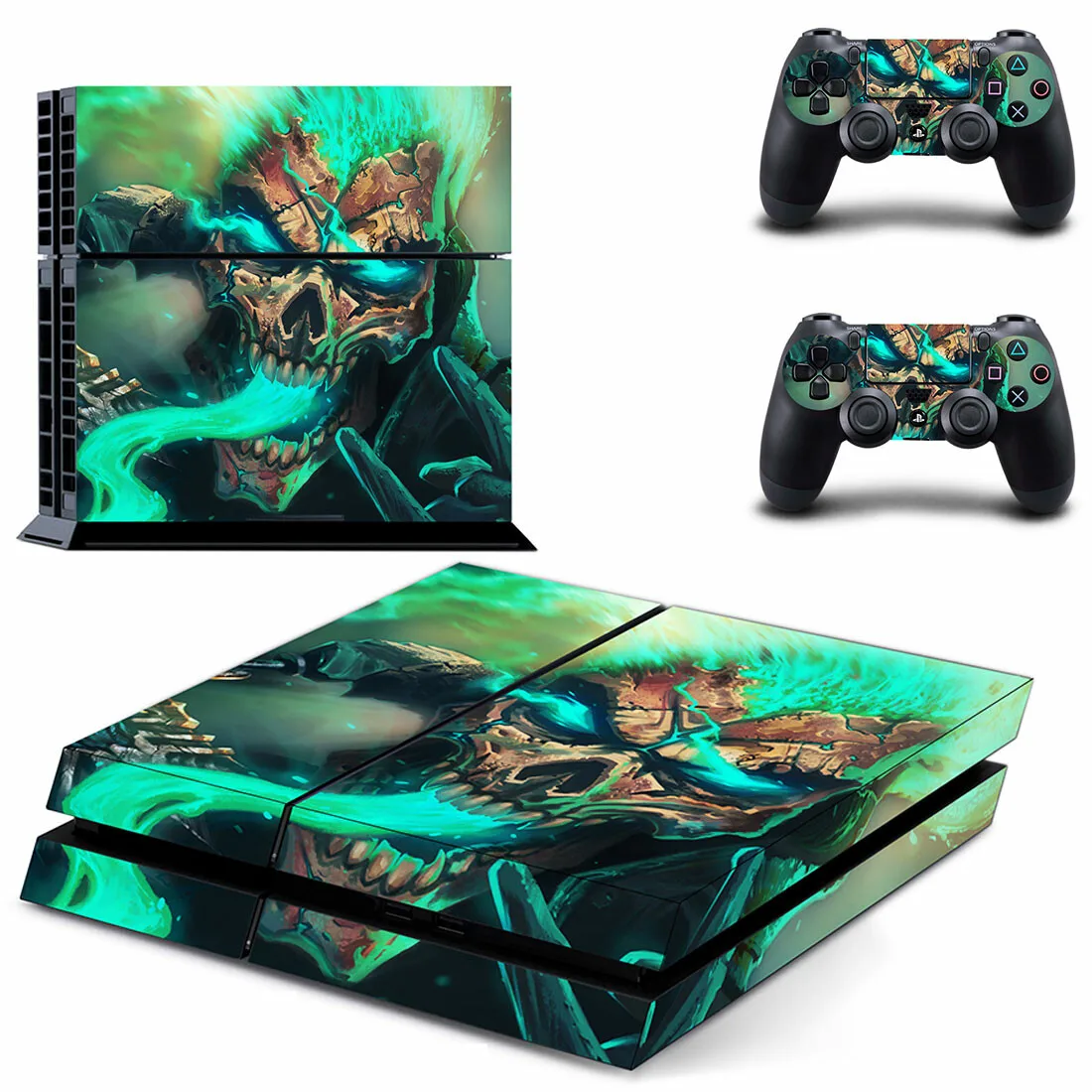 Green Skull PS4 Stickers Play station 4 Skin Sticker Decals For PlayStation 4 PS4 Console & Controller Skins Vinyl