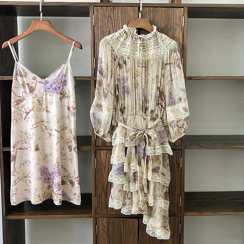 Женское шелковое асимметричное платье с кружевной оборкой новинка 2019|Женские