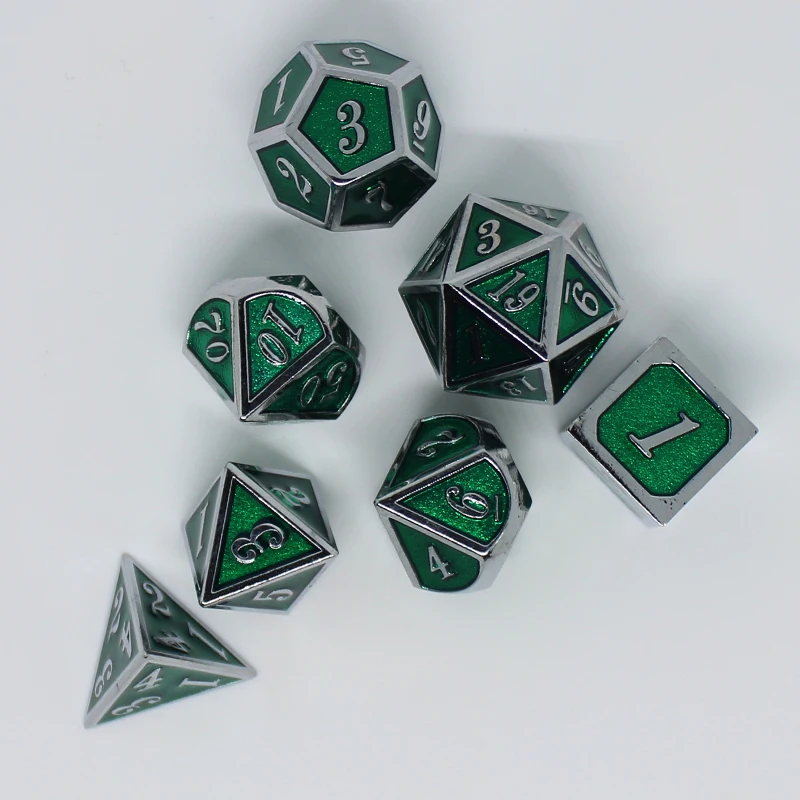 7 шт./компл. набор металлических игральных костей D &amp с бархатным мешочком D20 D12 D10 %