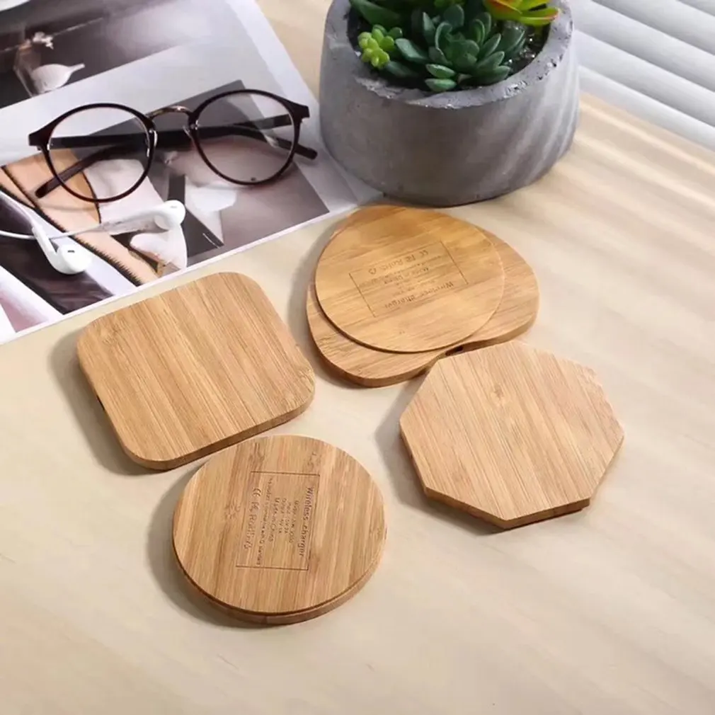 portable qi wireless charger slim wood charging pad for apple iphone 8 plus x wireless phone charger for samsung s6 s7 s9 s8 free global shipping