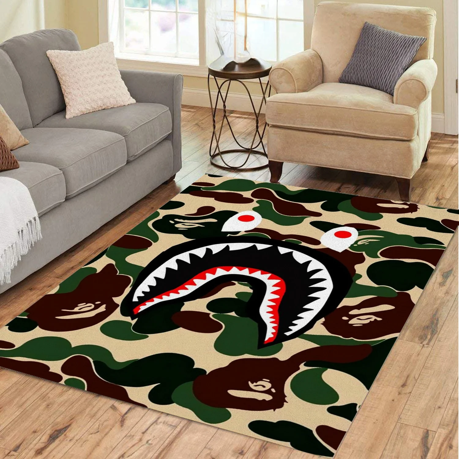 

Bape Shark Carprt Rug for Living Room Bedroom Decoration Home Non-slip Rugs Floor Mat Anime Floor Mat Area Rug Dropshipping