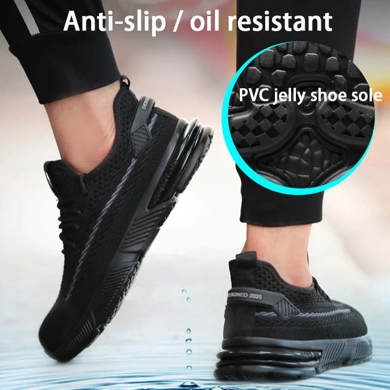

Breathable Puncture Proof Work Shoes Men Safety Shoes Steel Toe Cap Male Work Boots Light Anti-smashing Construction Sneakers