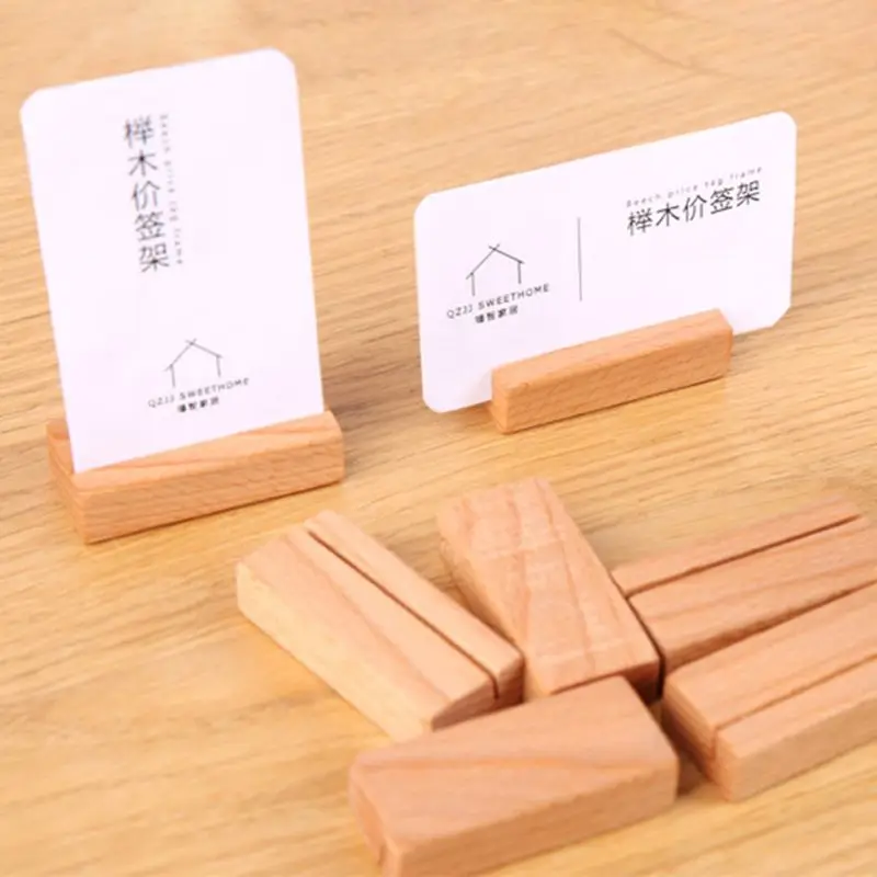 

Wooden Numbers Photo Display Stand Business Card Holder Name Memo Clips Office Desk Organizer Dinner Party W89C