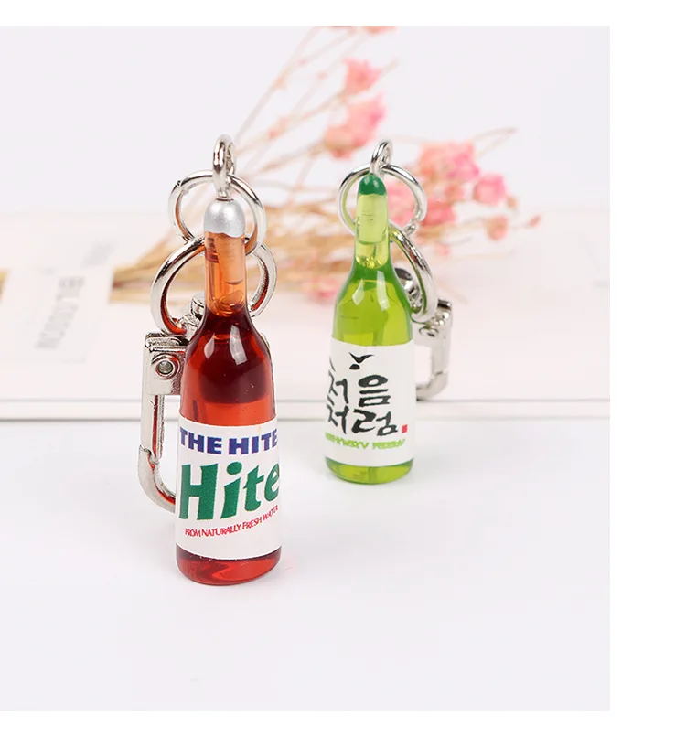 

Korea Mini Shochu Sake Bottle Pendant Resin Diy Trinket Keychain Bag Car Airpods Decor For Man Women Holder Key Accessories