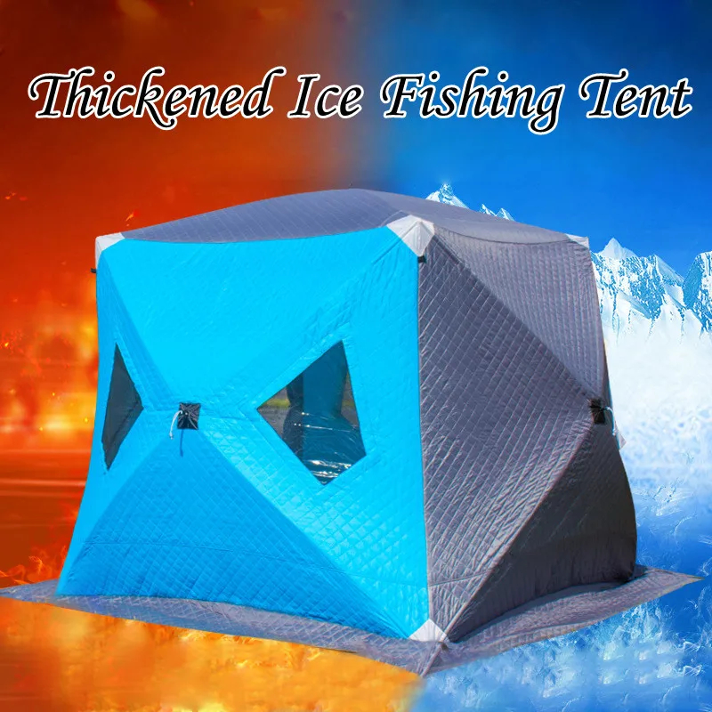 

Newly Upgraded Thickened Ice Fishing Tent Winter Outdoor Winterized Tent 3 Layers Thick Warm Cotton Camping Tent Fishing Shelter