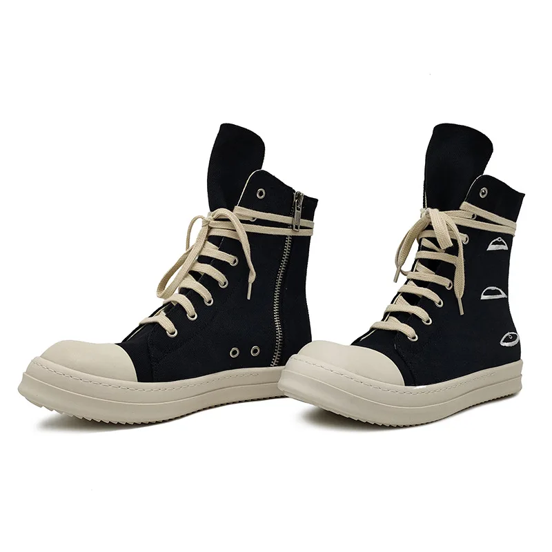 

High-Top Shoes Men's Canvas Shoes Embroidered Milk Fragrance Platform Ankle Boots Trendy Lovers Shoes Women's