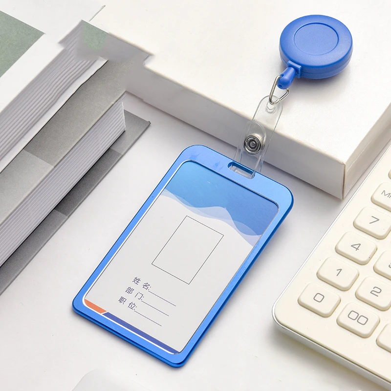 Брелок для ключей металлический держатель карт с выдвижной пластиковой катушкой