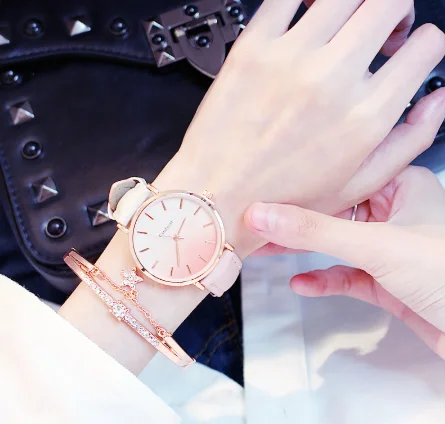 frauen Uhr современный режим frauen Quartz armbanduhr студенческий Leder Damen нарукавная повязка lusus Uhr Повседневная Relogio femenino