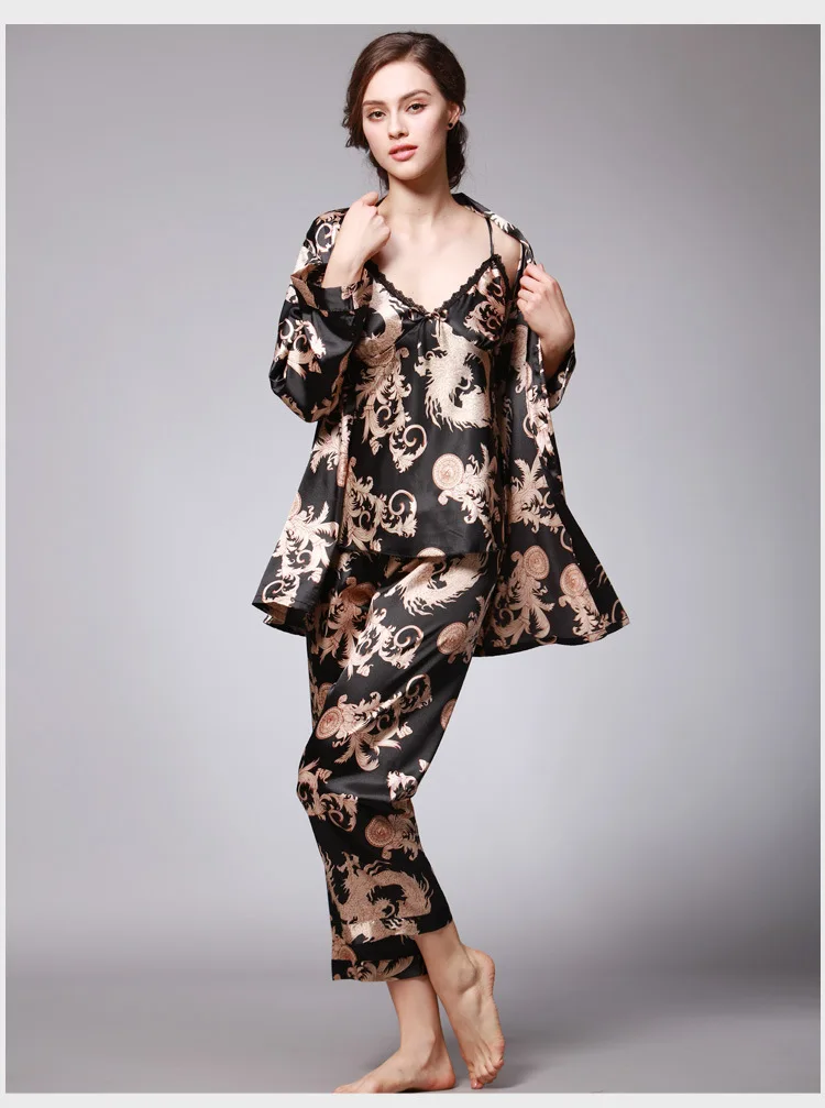 Spring and Autumn Women's Pajamas Long Sleeve Printed Three-piece Homewear Pijamas Women Sleepwear Sleep Tops Pajamas for Women