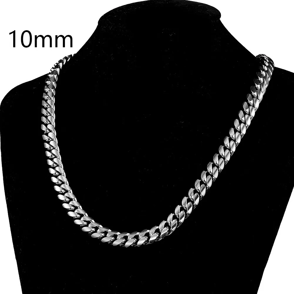 

10mm New Arrive 316L Stainless Steel Silver Color Miami Cuban Curb Link Chain Mens Womens Necklace Or Bracelet Gift 7-40" Hot