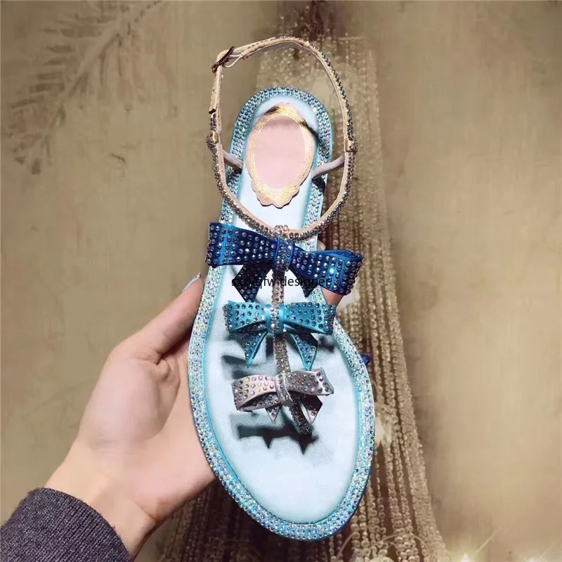 Женские сандалии на плоской подошве с бантом и открытым носком|Боссоножки