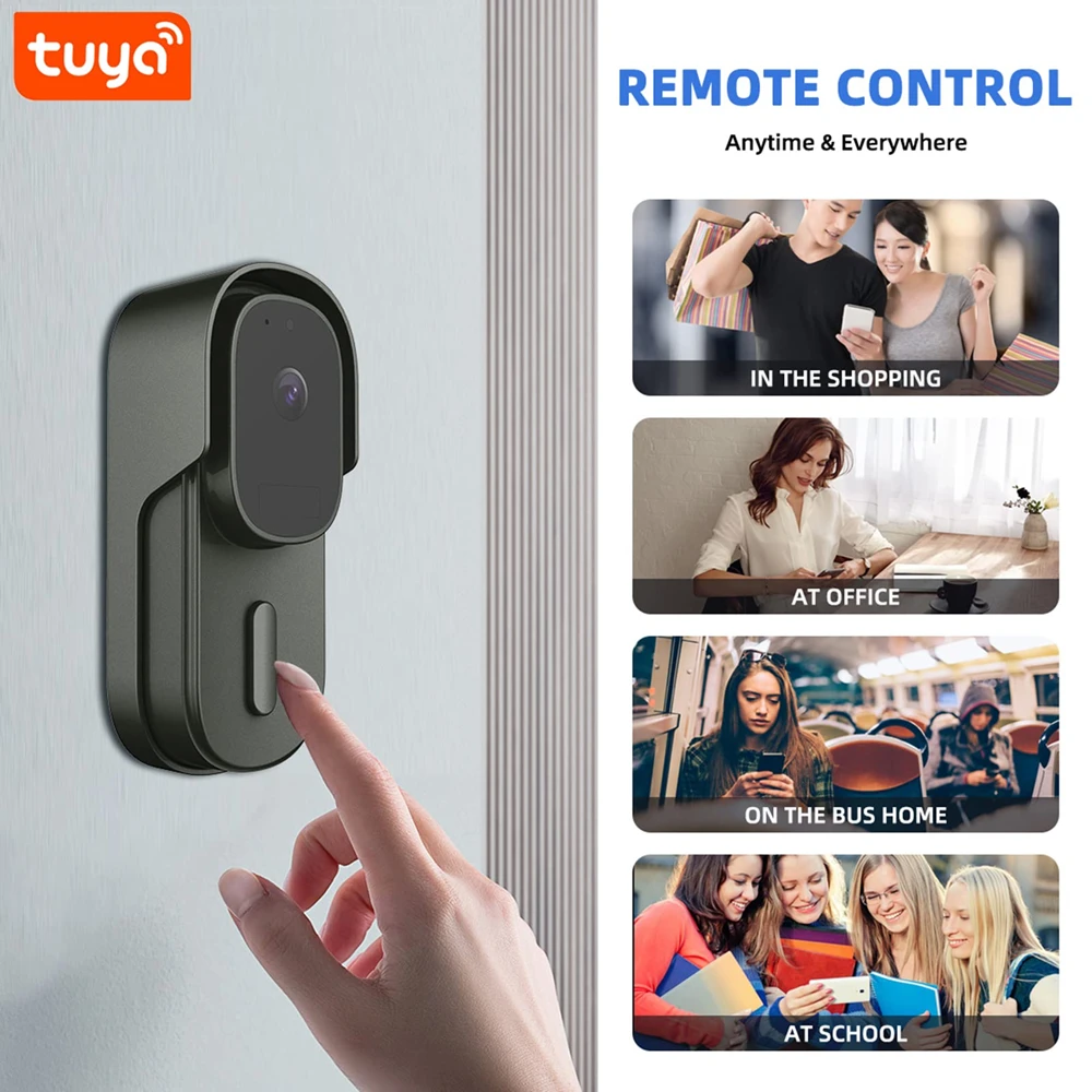Tuya Video Doorbell WiFi Wireless Wired DoorBell DC AC Battery Powered 1080P Camera Waterproof Smart Home Work with Alexa Google enlarge