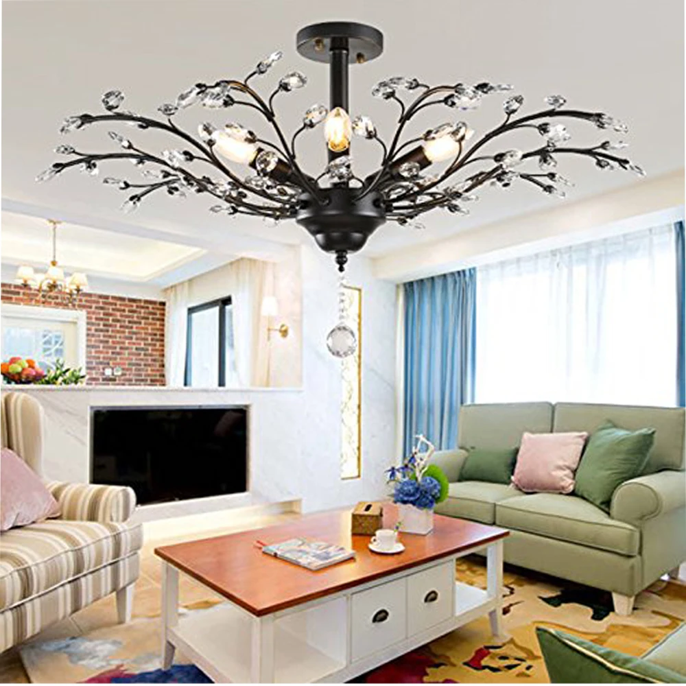 Винтажный Хрустальный черный светильник K9 прозрачный СВЕТОДИОДНЫЙ Эдисона