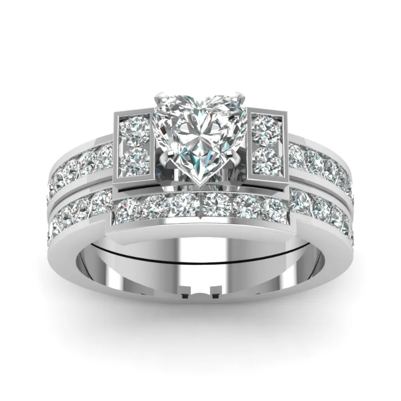 

MIlangirl Fashion Crystal Heart Shaped Wedding Rings For Women Luxury Elegant Zircon Engagement Rings Jewelry Party s