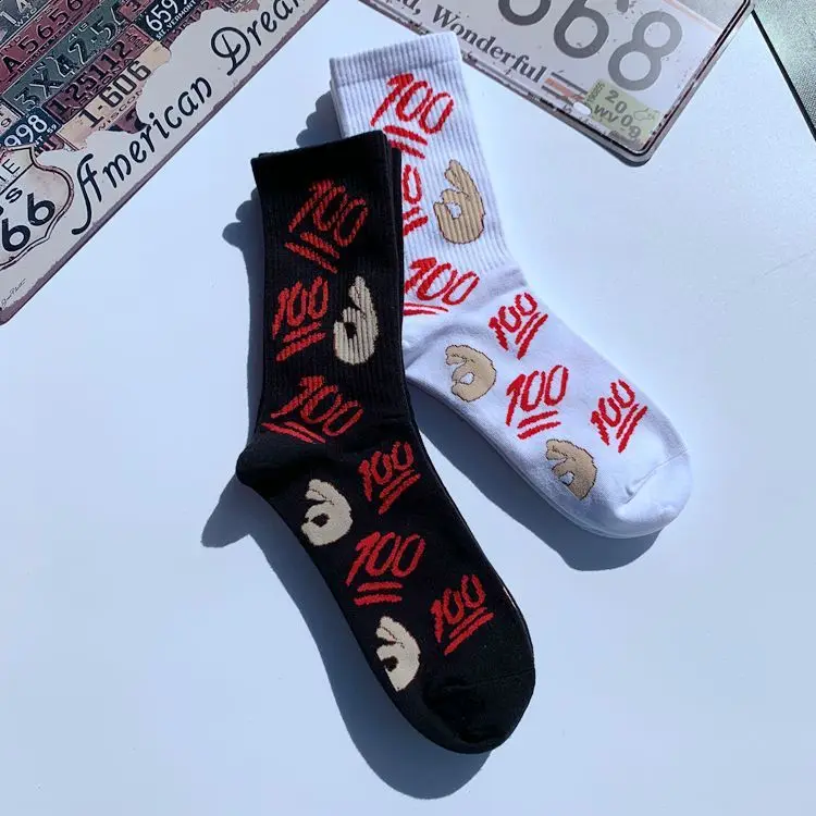 

CHAOZHU Students College Style Stretch Casual Boys Girls Fashion Korea Japanese Funny Socks Ok 100 Score Exam Luck Socks Gift