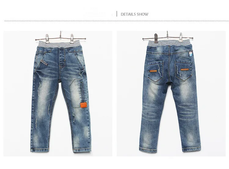 Kids Jeans for Boys Fashion Splice Denim Trousers Children Broken Hole Jeans Autumn Winter Casual Costume Wear Long Pants
