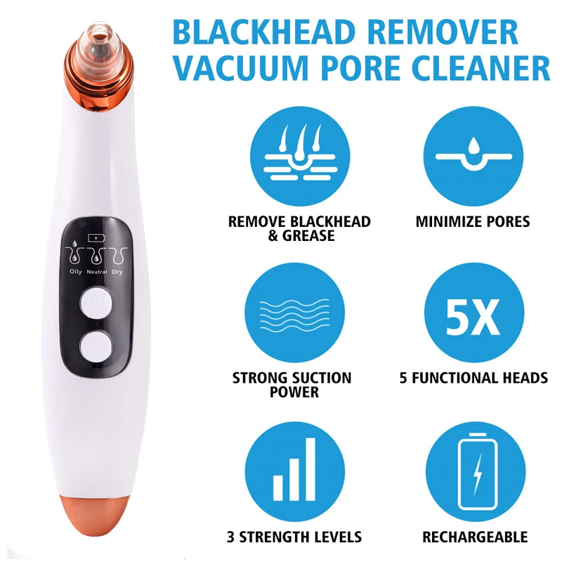 

Face Blackhead Remover Deep Nose Cleaner T Zone Pore Acne Pimple Removal Vacuum Suction Facial Diamond Beauty Clean Skin Tool