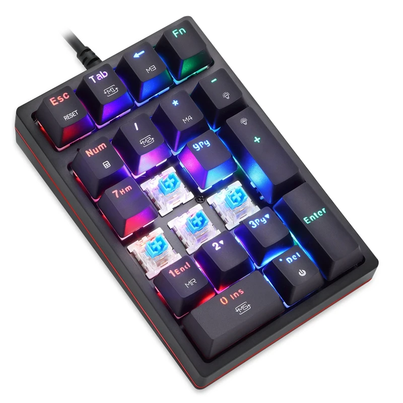 

MOTOSPEED K24 USB Wired Mechanical Numeric Keypad 21 Keys Mini Numpad RGB Backlight Keyboard Extended Layout