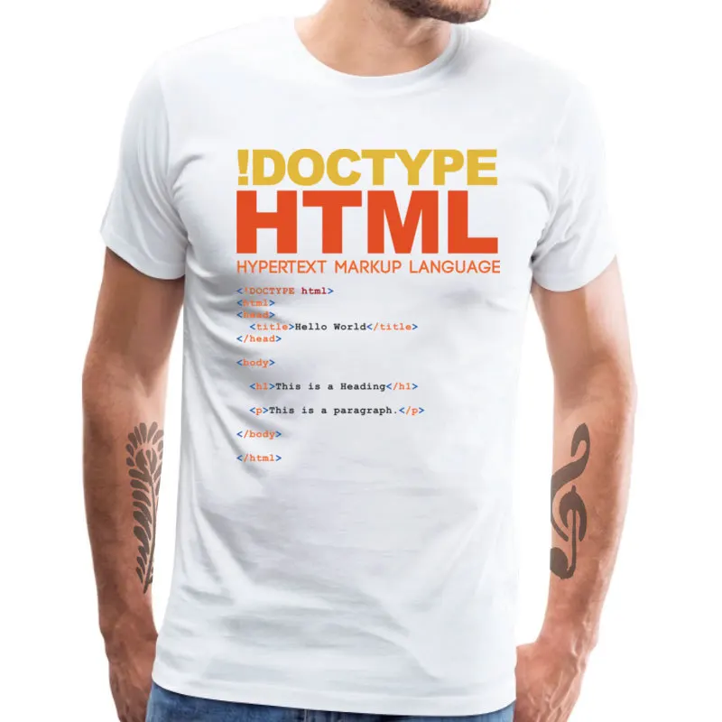 WEB HTML футболка для мужчин программист Geek Забавные футболки 100% хлопок буквы