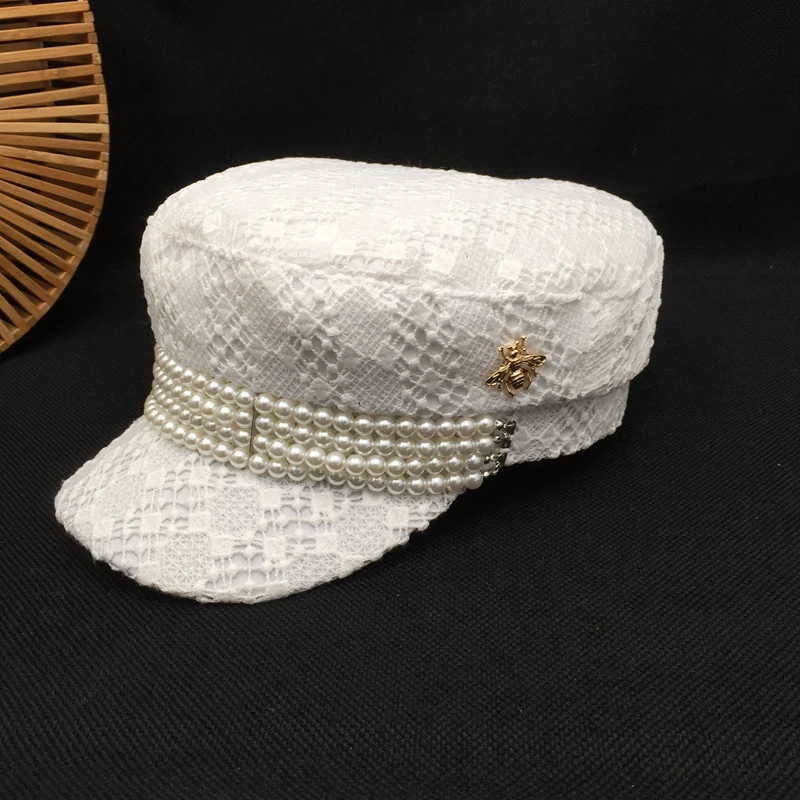 

White lace navy cap female early spring the new cap ins joker elegant fashion newsboy cap berets