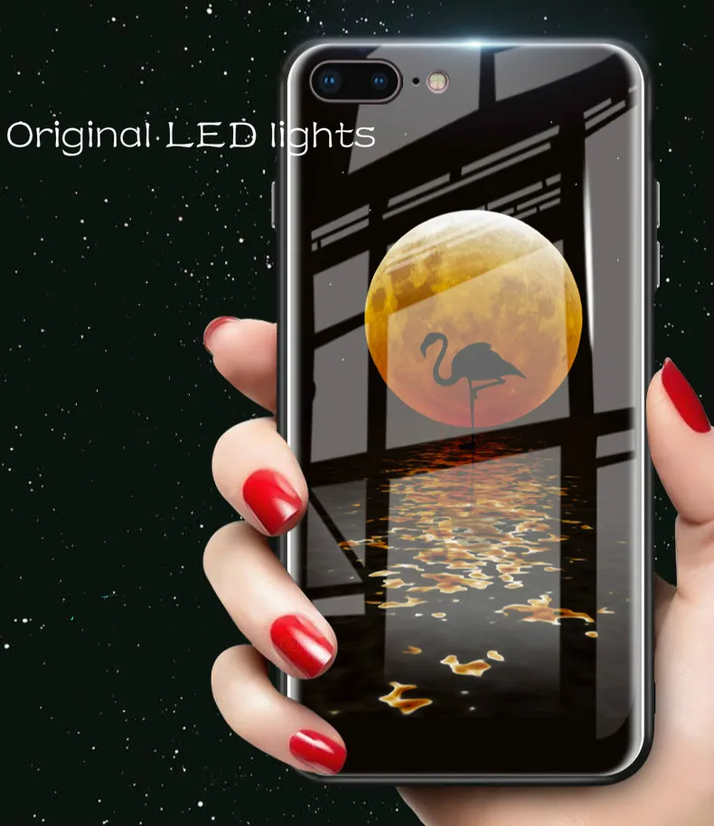 Luxury Phone Case Luminous Tempered Glass Fluorescence for iPhone X 7 8 6 6s Plus XS XR MAX anti scratch Shockproof |