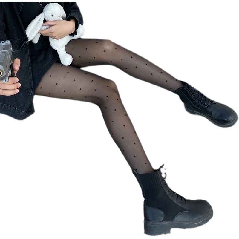 

Night Experiment Black Small Love Stockings JK Summer Thin Ins Trendy Sexy White 2020 New Internet Celebrity Romper