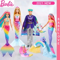 barbie doll original brand rainbow lights mermaid color change birthday present toys gift boneca 18 inch for girls