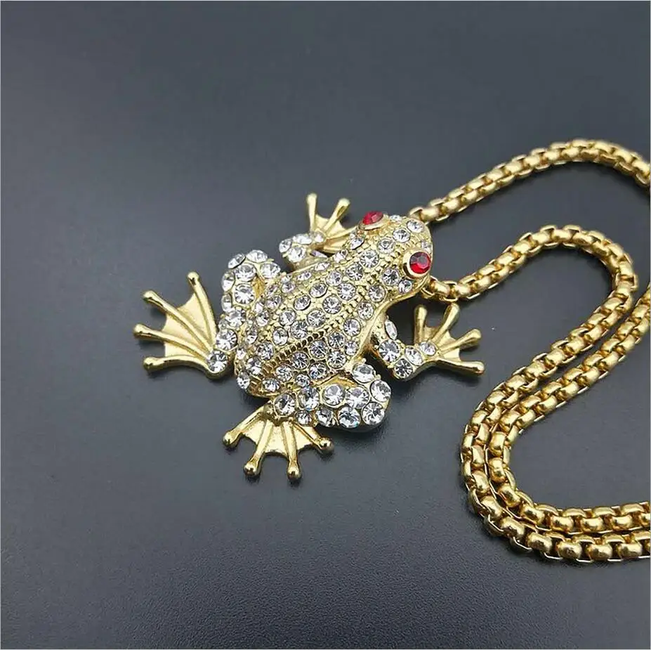 

2018 New arrived Men Hip hop frog pendant necklace fashion Stainless Steel Animal shape necklace male Hiphop jewelry gifts