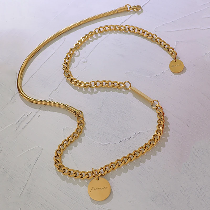 Ожерелье в стиле панк с круглыми буквами для женщин кулон виде иконы цепочка из