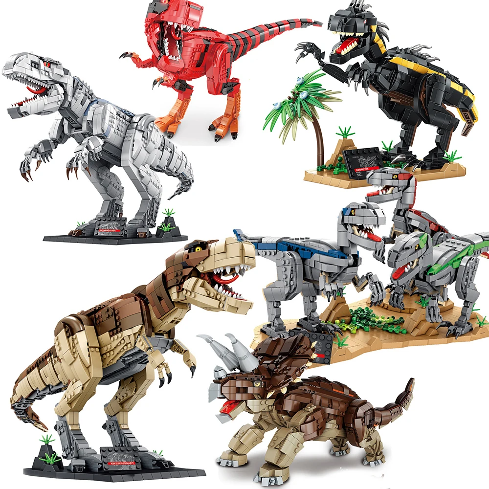 

Dinosaur Fossils Building Blocks Jurassic Tyrannosaurus Raptor Triceratops T Rex Dilophosaurus Indominus Dino Creative Model Toy