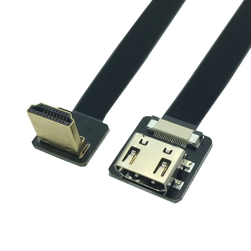 

FPV HDMI-compatible Male to Female 90 degree Down Angled FPC Ribbon Flat Extension Cable Pitch 20pin Plug Connector 5cm-80cm