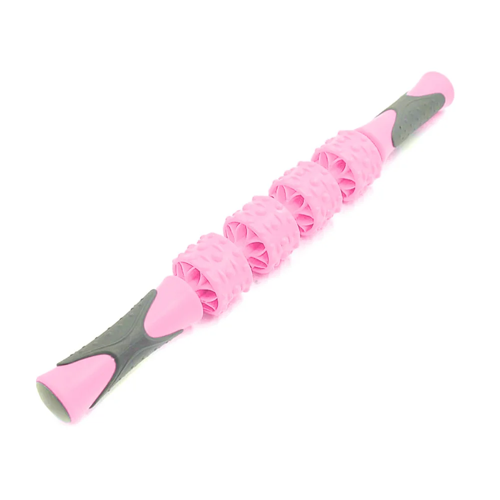 pink Four wheel Массаж тела палочки мышцы ролик инструмент триггер портативный для фитнеса йога ноги руки SDFA88 - Цвет: pink Four wheel