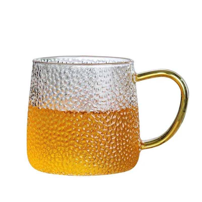 Hammer Eye Style Glass Breakfast Water Cup Handle Design Gold Line Cappuccino Coffee Colorful Transparent Crystal Tea Set | Дом и сад