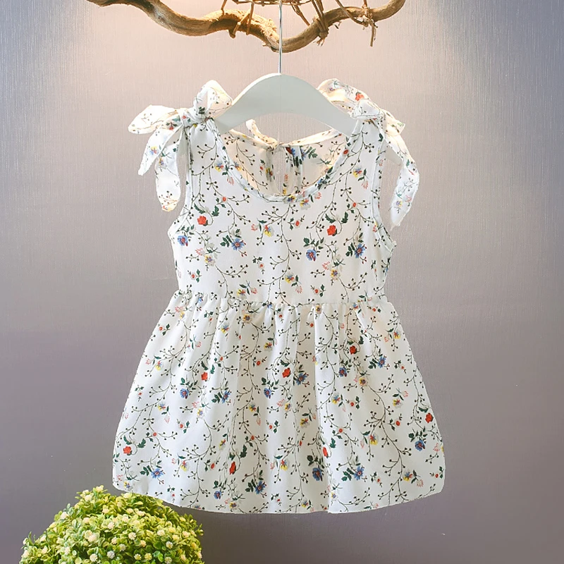 Toddler Baby Kids Girls Dress Sleeveless Ribbons Bow Princess Dresses Floral Print for Clothes Beach | Детская одежда и обувь