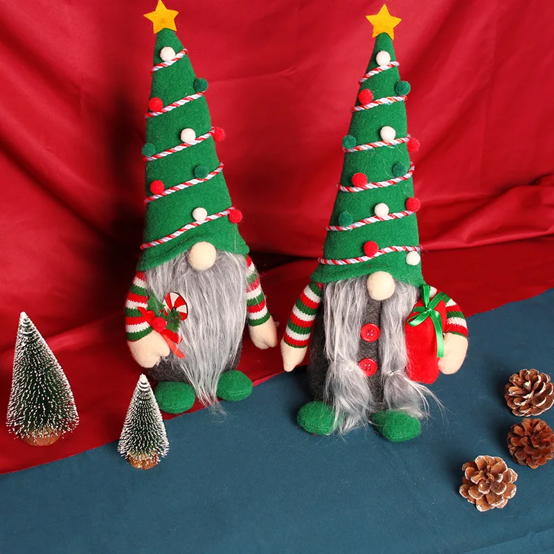 Nueva mu&ntilde;eca de &aacute;rbol de Navidad sin rostro, mu&ntilde;eco forester enano en forma de &aacute;rbol, adornos para mu&ntilde;ecas-0