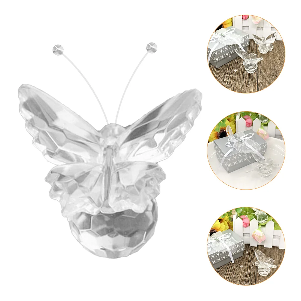 

Baby Birthday Gift Crystal Butterfly With Crystal Ball Base Clear Bear Figure Collective Souvenir Guest Return Favor Decoration