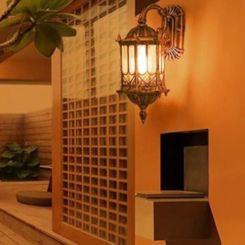 

Traditional Classical Upside Down Light European Outdoor Waterproof Wall Lamp Balcony Aisle Patio Lantern Garden Spotlight