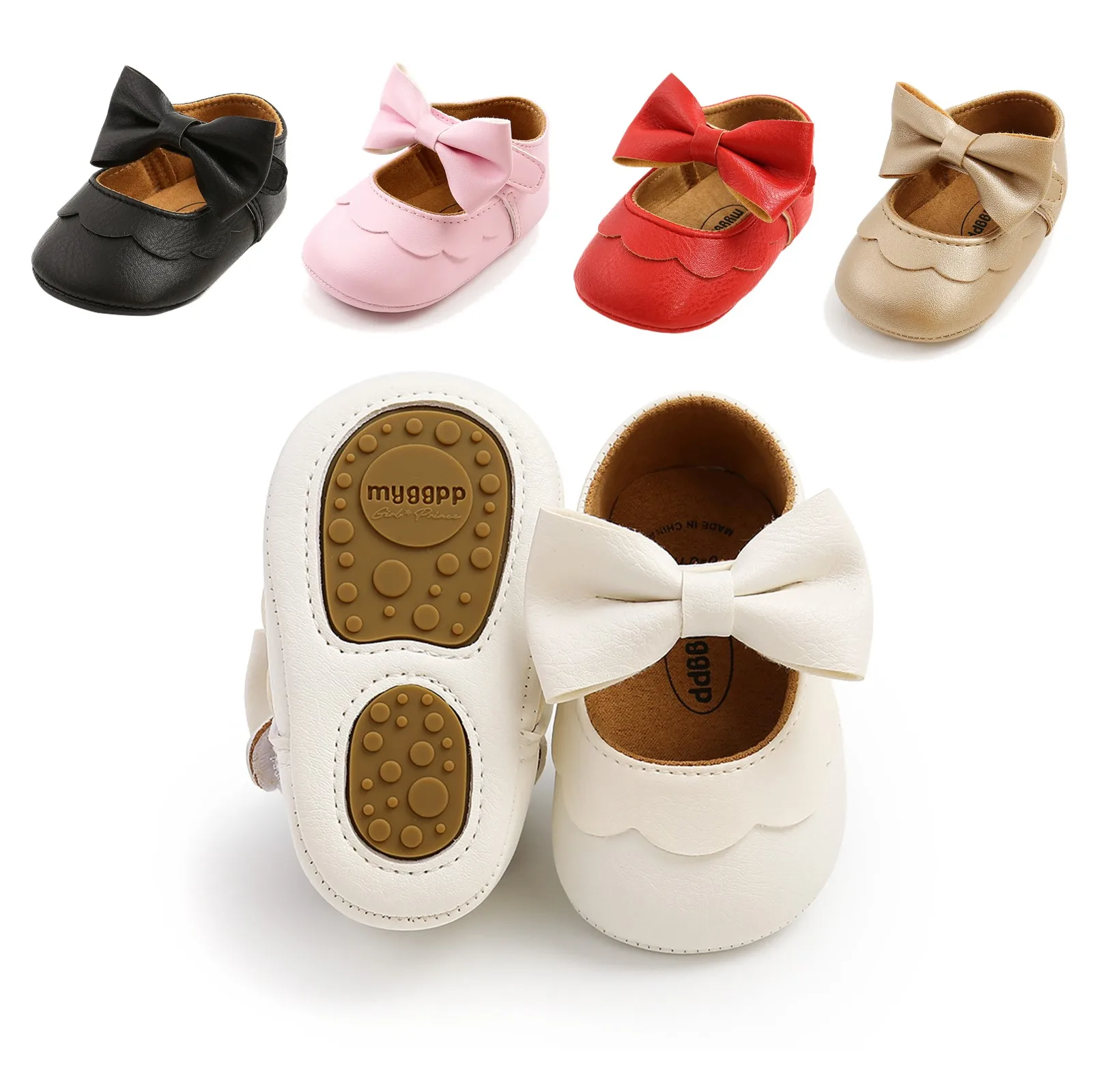 

2021 New Spring 0-18M Baby Girl Baby Girls Princess Shoes Big Bowknot Cute First Walkers Mary Jane Flats Anti-Slip Soft Toddler