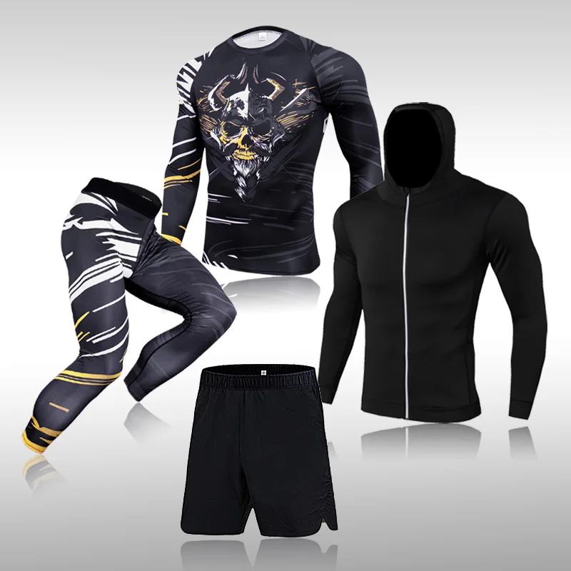 

Men's Clothing Compression Men Sports Running Sets Rashguard Long Sleeves Top For Fitness Men Tracksuit Thermal Underwear